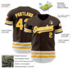 Custom Brown Gold-White Line Authentic Baseball Jersey