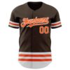 Custom Brown Orange-White Line Authentic Baseball Jersey