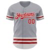 Custom Gray Red-White Line Authentic Baseball Jersey