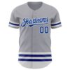 Custom Gray Royal-White Line Authentic Baseball Jersey