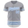 Custom Gray Light Blue-White Line Authentic Baseball Jersey