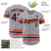 Custom Gray Navy-Orange Line Authentic Baseball Jersey