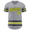 Custom Gray Neon Yellow-Black Line Authentic Baseball Jersey