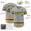 Custom Gray Green-Gold Line Authentic Baseball Jersey