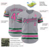 Custom Gray Pink-Kelly Green Line Authentic Baseball Jersey