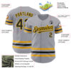 Custom Gray Black-Gold Line Authentic Baseball Jersey