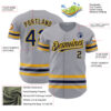 Custom Gray Navy-Gold Line Authentic Baseball Jersey