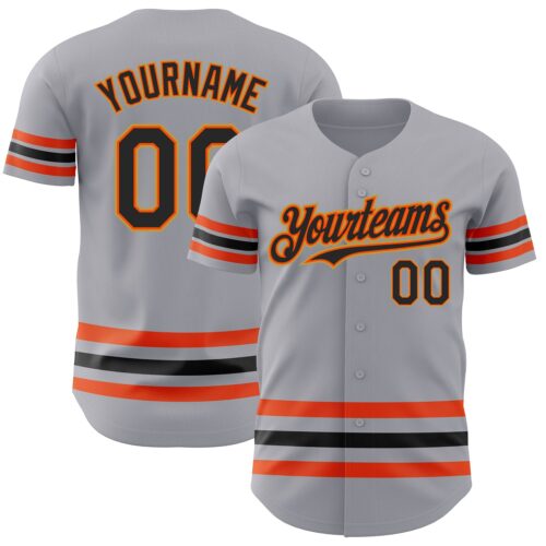 Custom Gray Black Orange-Old Gold Line Authentic Baseball Jersey