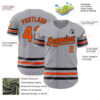 Custom Gray Orange-Black Line Authentic Baseball Jersey