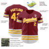 Custom Crimson Gold-White Line Authentic Baseball Jersey