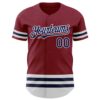 Custom Crimson Navy-White Line Authentic Baseball Jersey