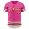 Custom Pink Red-White Line Authentic Baseball Jersey