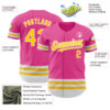 Custom Pink Yellow-White Line Authentic Baseball Jersey
