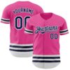 Custom Pink Navy-White Line Authentic Baseball Jersey