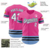 Custom Pink Black-Light Blue Line Authentic Baseball Jersey