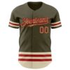 Custom Olive Camo Red-Cream Line Authentic Salute To Service Baseball Jersey