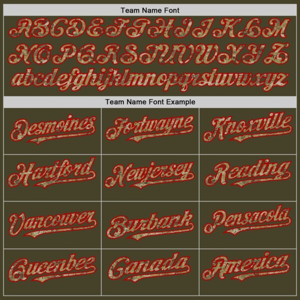 Custom Olive Camo Red-Cream Line Authentic Salute To Service Baseball Jersey