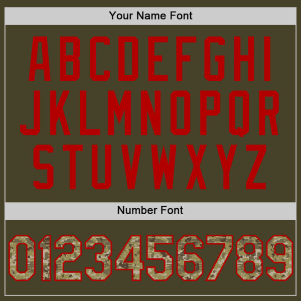 Custom Olive Camo Red-Cream Line Authentic Salute To Service Baseball Jersey