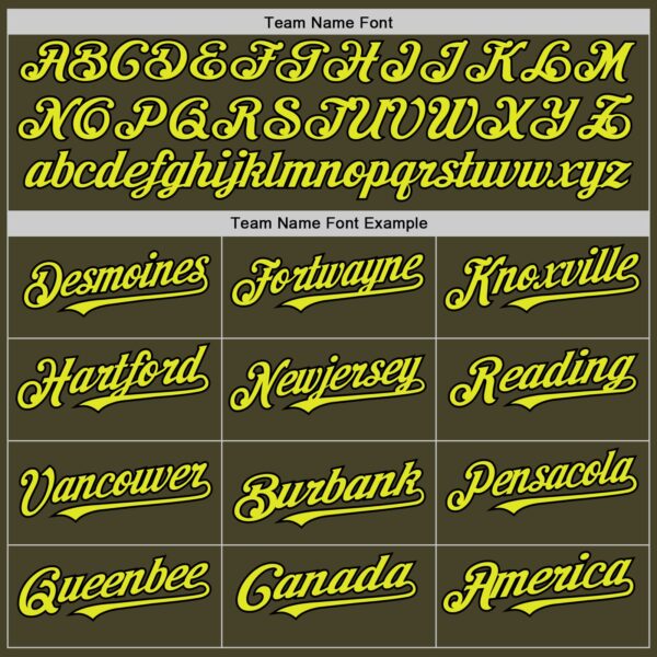 Custom Olive Neon Yellow-Black Line Authentic Salute To Service Baseball Jersey