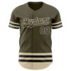 Custom Olive Black-Cream Line Authentic Salute To Service Baseball Jersey