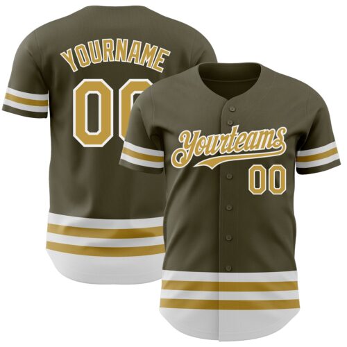 3DPattern3449 Custom Olive Old Gold-White Line Authentic Salute To Service Baseball Jersey