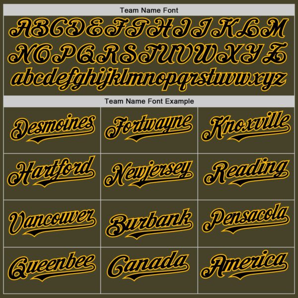 Custom Olive Black-Gold Line Authentic Salute To Service Baseball Jersey