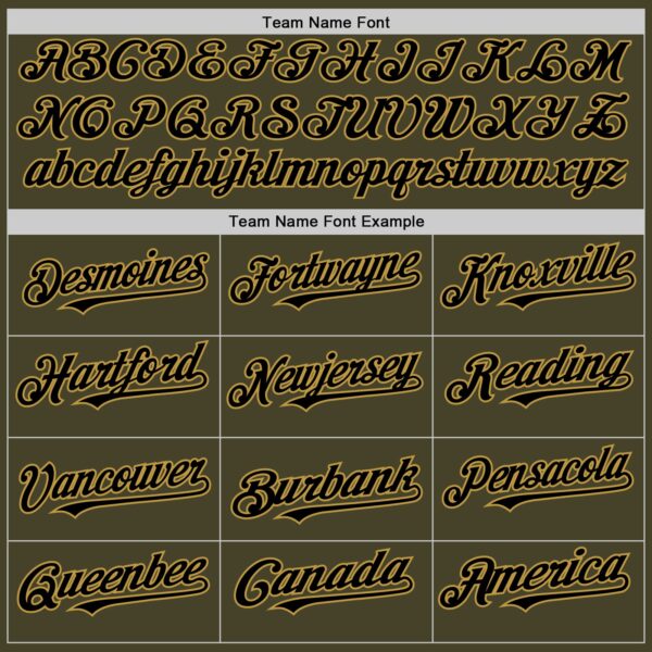 Custom Olive Black-Old Gold Line Authentic Salute To Service Baseball Jersey