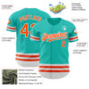 Custom Aqua Orange-White Line Authentic Baseball Jersey