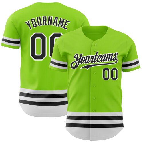 3DPattern3464 Custom Neon Green Black-White Line Authentic Baseball Jersey