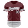 Custom Burgundy Gray-White Line Authentic Baseball Jersey