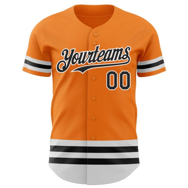 Custom Bay Orange Black-White Line Authentic Baseball Jersey