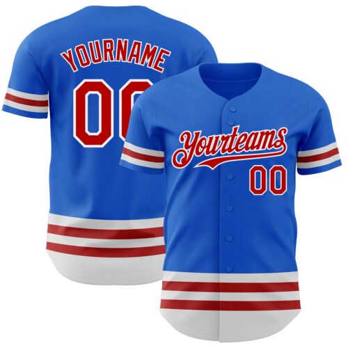 3DPattern3475 Custom Thunder Blue Red-White Line Authentic Baseball Jersey