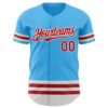 Custom Sky Blue Red-White Line Authentic Baseball Jersey