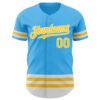 Custom Sky Blue Yellow-White Line Authentic Baseball Jersey