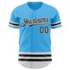 Custom Sky Blue Black-White Line Authentic Baseball Jersey