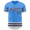 Custom Electric Blue Navy-White Line Authentic Baseball Jersey