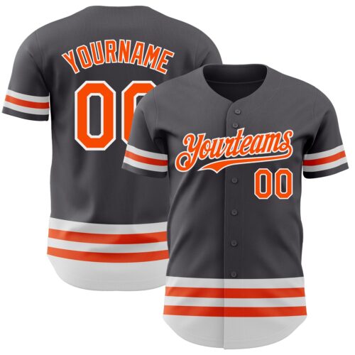 3DPattern3492 Custom Steel Gray Orange-White Line Authentic Baseball Jersey