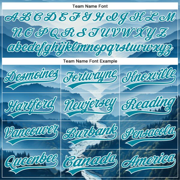 Custom White Teal 3D Pattern Design Mountains Authentic Baseball Jersey