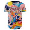 Custom Medium Pink Black 3D Pattern Design Abstract Painting Authentic Baseball Jersey