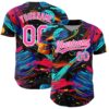 Custom Black Pink-White 3D Pattern Design Space With Planets And Rockets Authentic Baseball Jersey
