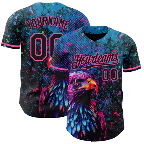3DPattern3572 Custom Black Pink 3D Pattern Design Holi Festival Color Powder Authentic Baseball Jersey