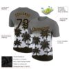 Custom Gray Black-Old Gold 3D Pattern Design Tropical Hawaii Palms Trees Performance T-Shirt