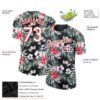 Custom Black White-Red 3D Pattern Design Tropical Hawaii Plant Performance T-Shirt
