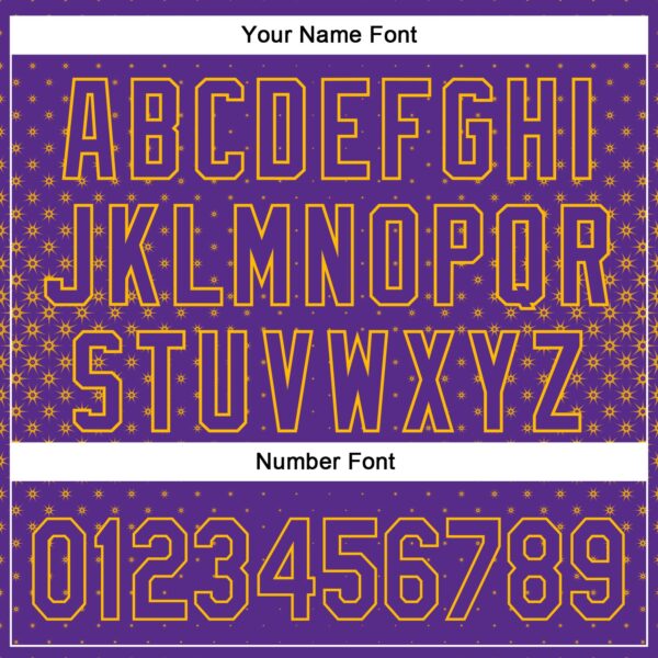 Custom Purple Gold 3D Pattern Design Geometric Stars Authentic Baseball Jersey