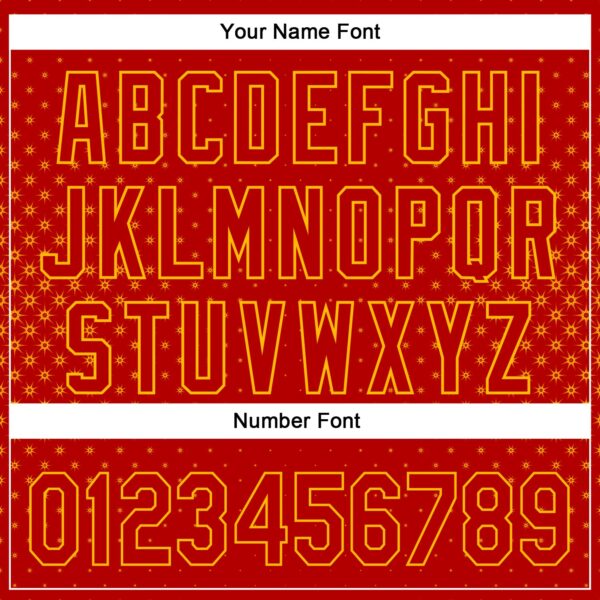 Custom Red Gold 3D Pattern Design Geometric Stars Authentic Baseball Jersey