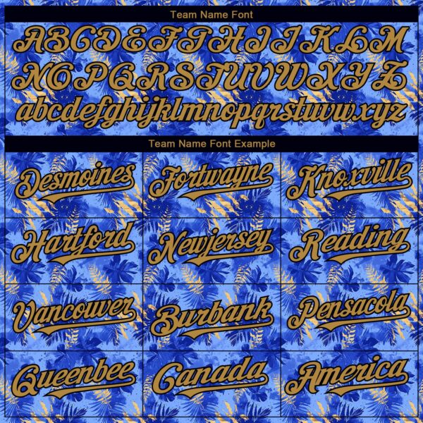 Custom Light Blue Old Gold-Black 3D Pattern Design Tropical Hawaii Palm Leaves Authentic Baseball Jersey