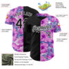 Custom Pink Black-White 3D Pattern Design Tropical Flower And Hawaii Palm Leaves Authentic Baseball Jersey