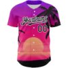 Custom Purple Black-White 3D Pattern Design Beach Hawaii Palm Trees Authentic Baseball Jersey