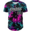 Custom Pink Black-White 3D Pattern Design Beach Hawaii Palm Trees Authentic Baseball Jersey