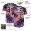 Custom Purple Black-White 3D Pattern Design Beach Hawaii Palm Trees Authentic Baseball Jersey